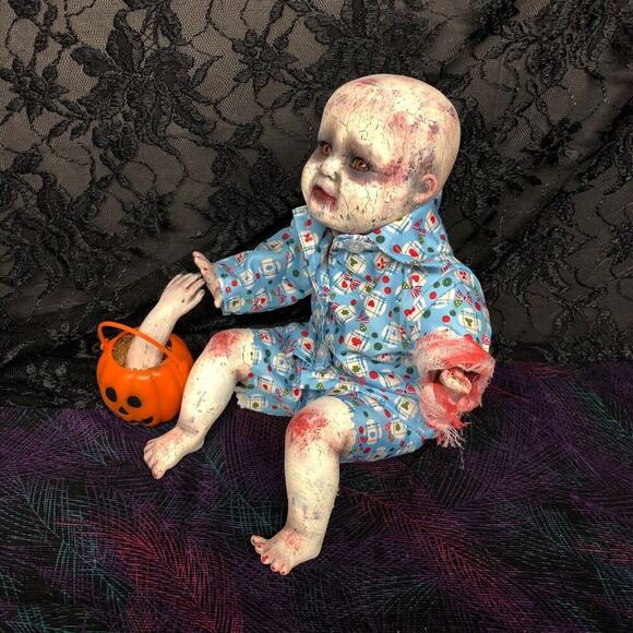 OOAK Creepy Odd 10” Zombie Orphan Boy Scary Halloween Horror Art Artist Doll - Picture 12 of 12